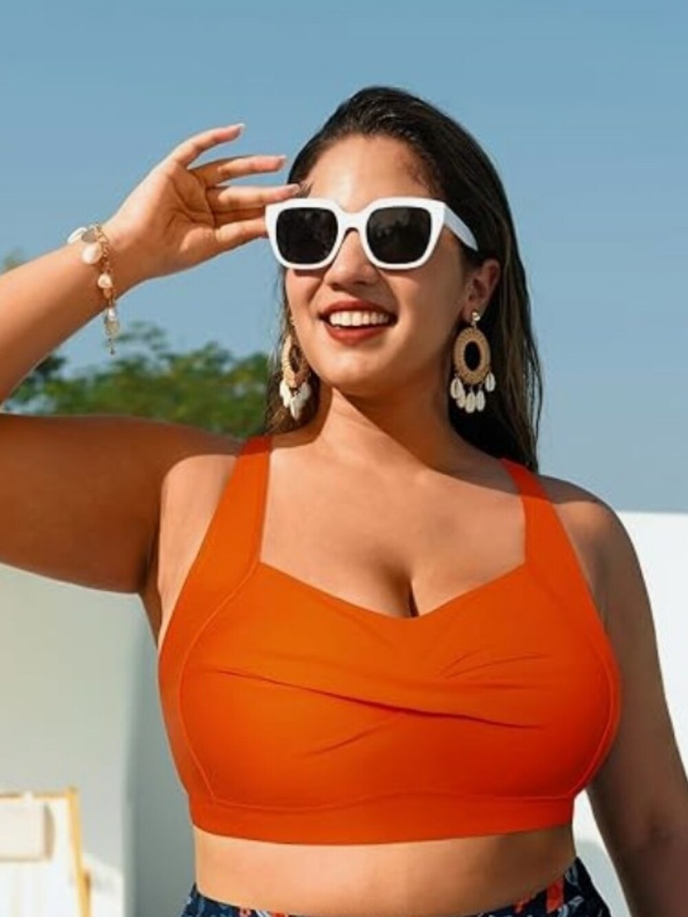Hanna Nikole Orange Women's Swim Top - Supportive Tank Style NWT Sz 20W